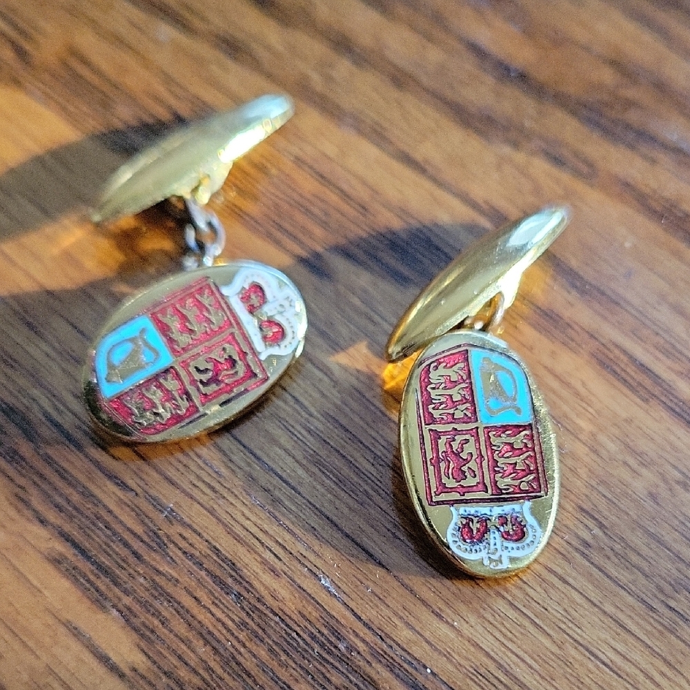 Gold and Red Enamel Cufflinks